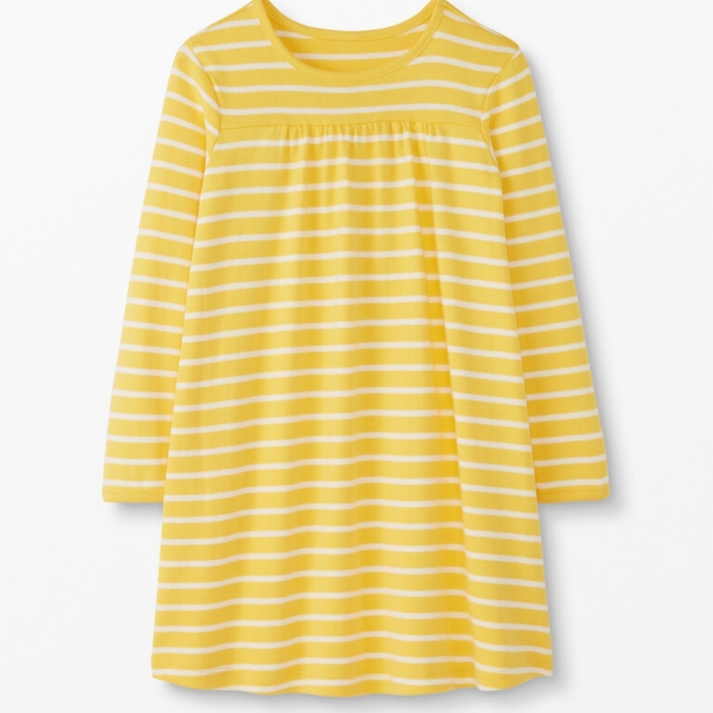 NWT Hanna Andersson Swedish Yellow Striped Pullover Dress.